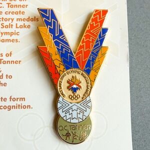 2002 Salt Lake Winter Olympics O.C. Tanner Medal Ribbon Pin Pin-A-Rama Vintage